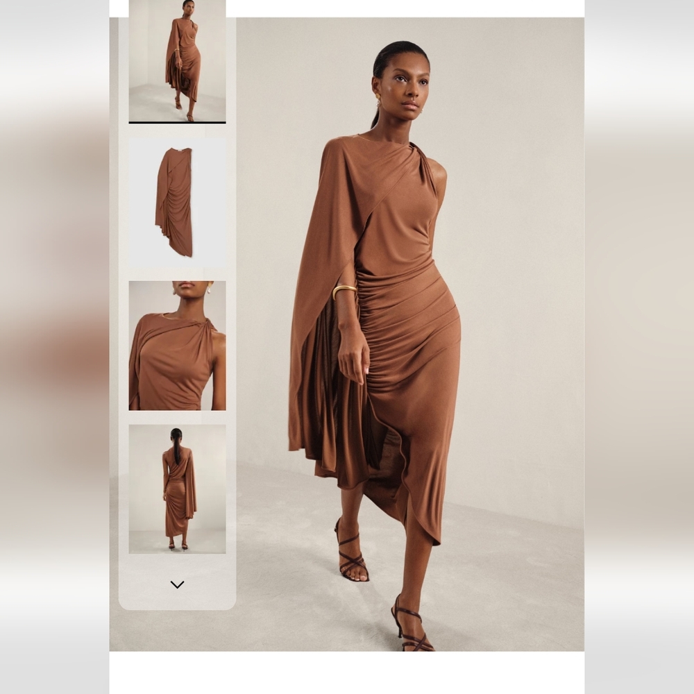 REISS Kyra Cape Sleeve Jersey Dress UK18/US14/XL NWT